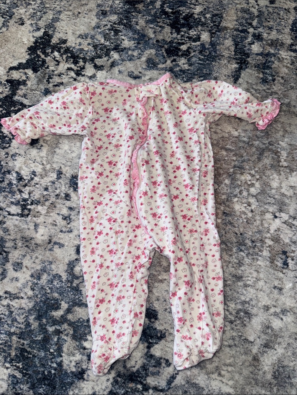 Gerber Pink and White Floral Footed One-Piece